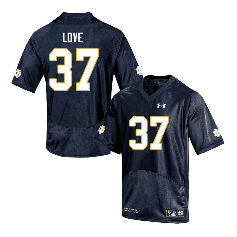 Men #37 Chase Love Notre Dame Fighting Irish College Football Jerseys Sale-Navy